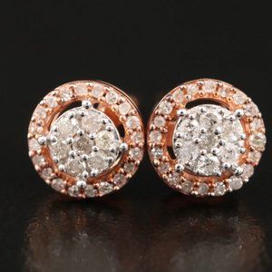 Sterling diamond cluster studs